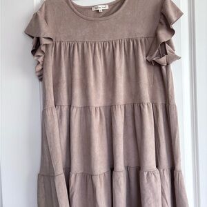 indigo soul Mauve Tiered Ruffle Sleeve Kids Dress